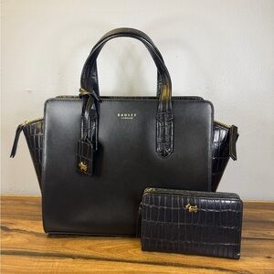 RADLEY LONDON Cheshire Street Black Leather Satchel with Matching Wallet